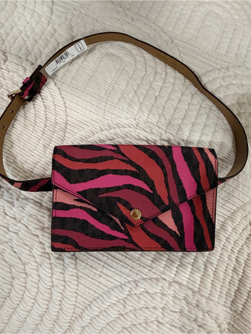 Michael Kors Pink & Red Zebra Print Crossbody Belt Bag